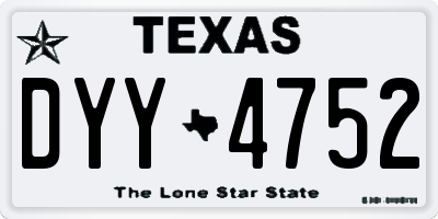 TX license plate DYY4752