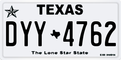 TX license plate DYY4762