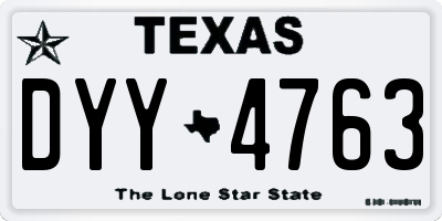 TX license plate DYY4763