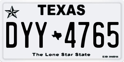 TX license plate DYY4765