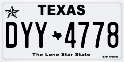 TX license plate DYY4778