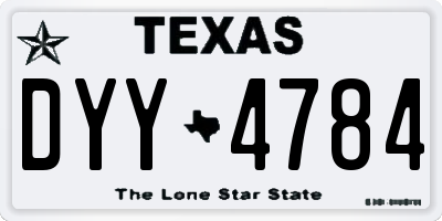 TX license plate DYY4784