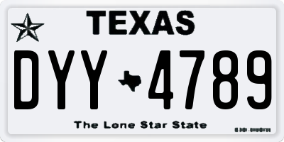 TX license plate DYY4789