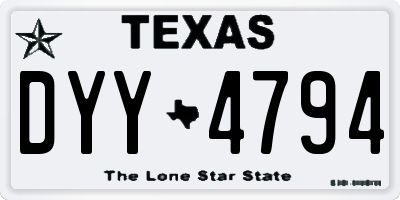 TX license plate DYY4794