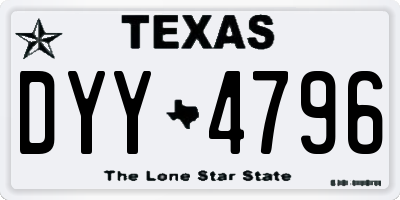 TX license plate DYY4796