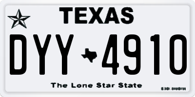 TX license plate DYY4910