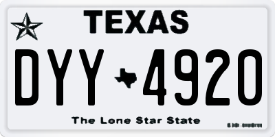 TX license plate DYY4920