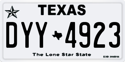 TX license plate DYY4923