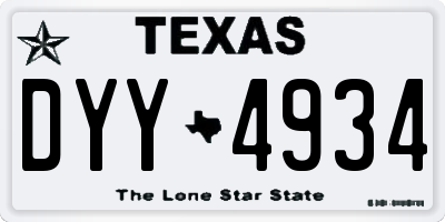 TX license plate DYY4934