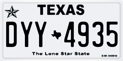 TX license plate DYY4935