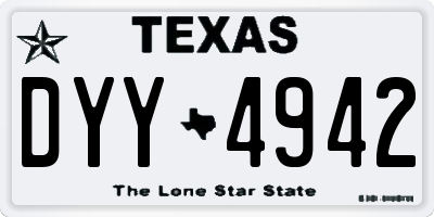 TX license plate DYY4942