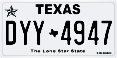 TX license plate DYY4947