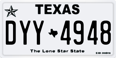 TX license plate DYY4948