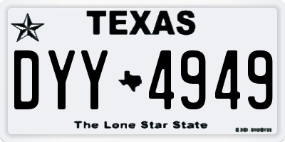 TX license plate DYY4949