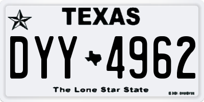 TX license plate DYY4962