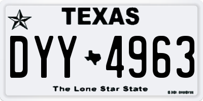 TX license plate DYY4963