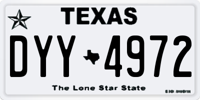 TX license plate DYY4972