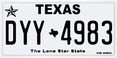 TX license plate DYY4983