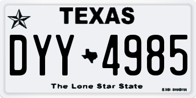 TX license plate DYY4985