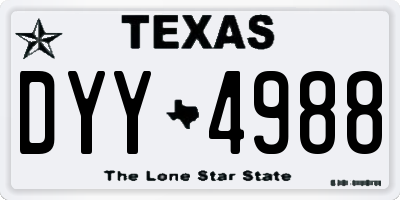 TX license plate DYY4988