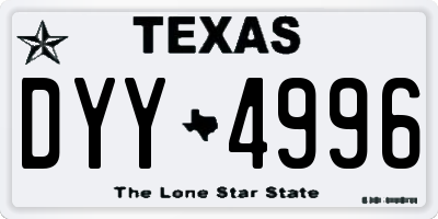 TX license plate DYY4996