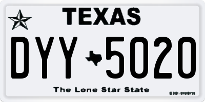 TX license plate DYY5020