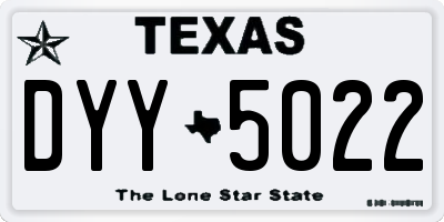 TX license plate DYY5022