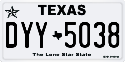 TX license plate DYY5038