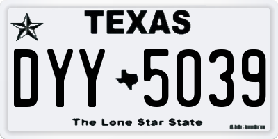 TX license plate DYY5039