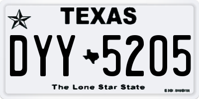 TX license plate DYY5205