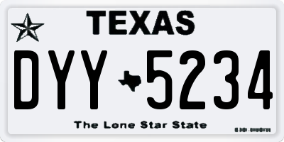 TX license plate DYY5234