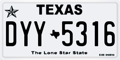 TX license plate DYY5316