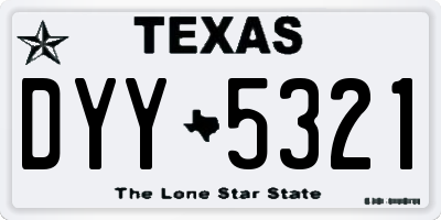 TX license plate DYY5321