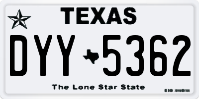 TX license plate DYY5362