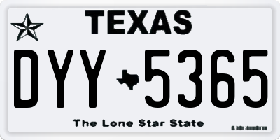 TX license plate DYY5365