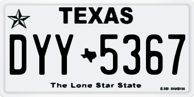 TX license plate DYY5367