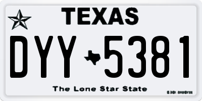 TX license plate DYY5381