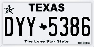 TX license plate DYY5386