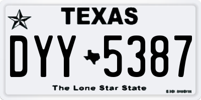 TX license plate DYY5387