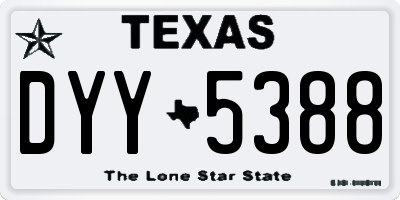 TX license plate DYY5388