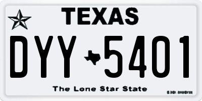 TX license plate DYY5401