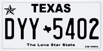 TX license plate DYY5402