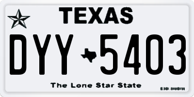 TX license plate DYY5403
