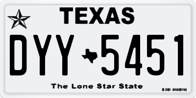 TX license plate DYY5451