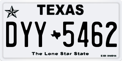 TX license plate DYY5462