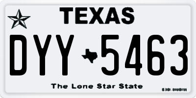 TX license plate DYY5463
