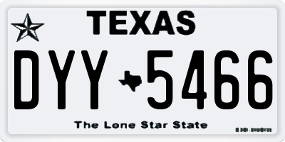 TX license plate DYY5466
