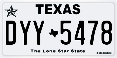 TX license plate DYY5478