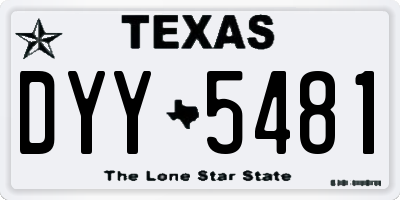 TX license plate DYY5481