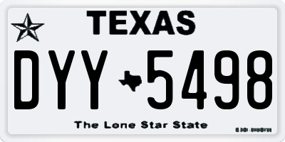 TX license plate DYY5498